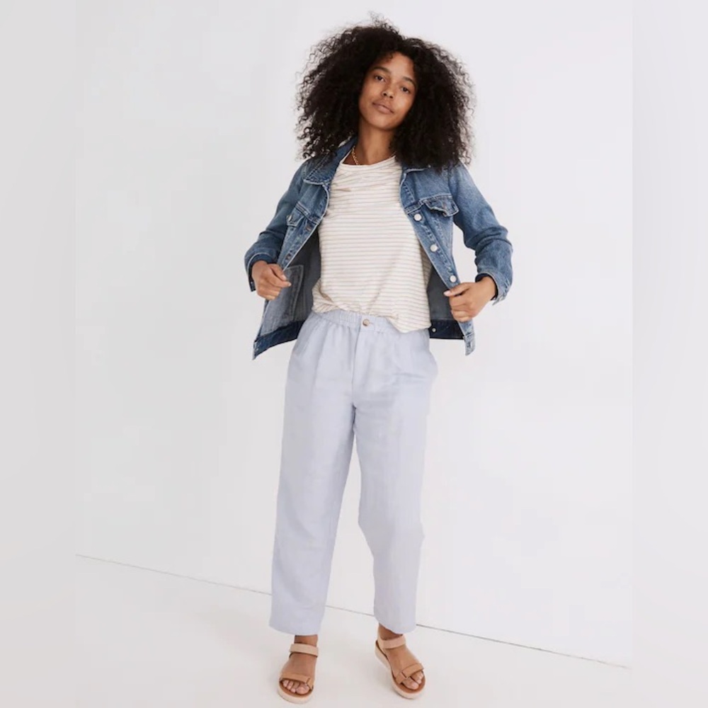 Madewell Linen-Blend Track‎ Trousers Light Blue Size Small